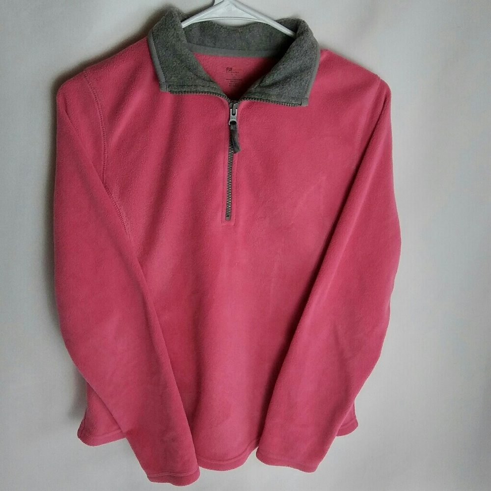 St John's Bay Fleece Top Pink & Gray Small